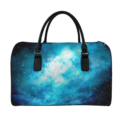 Blue Sky Universe Galaxy Space Print Leather Duffle Bag