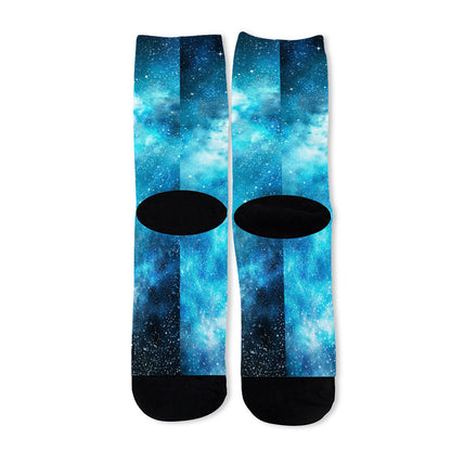 Blue Sky Universe Galaxy Space Print Long Socks