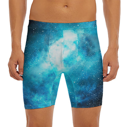 Blue Sky Universe Galaxy Space Print Men's Long Boxer Briefs