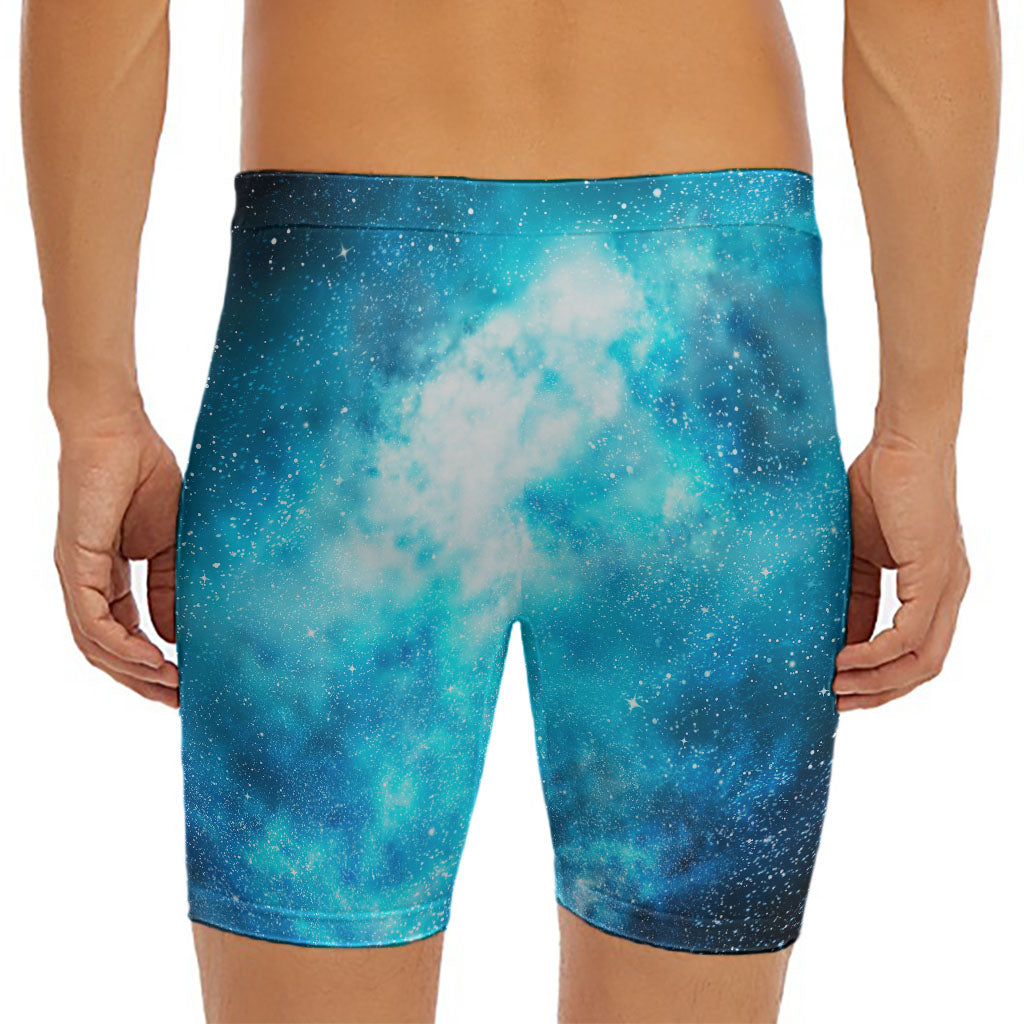 Blue Sky Universe Galaxy Space Print Men's Long Boxer Briefs