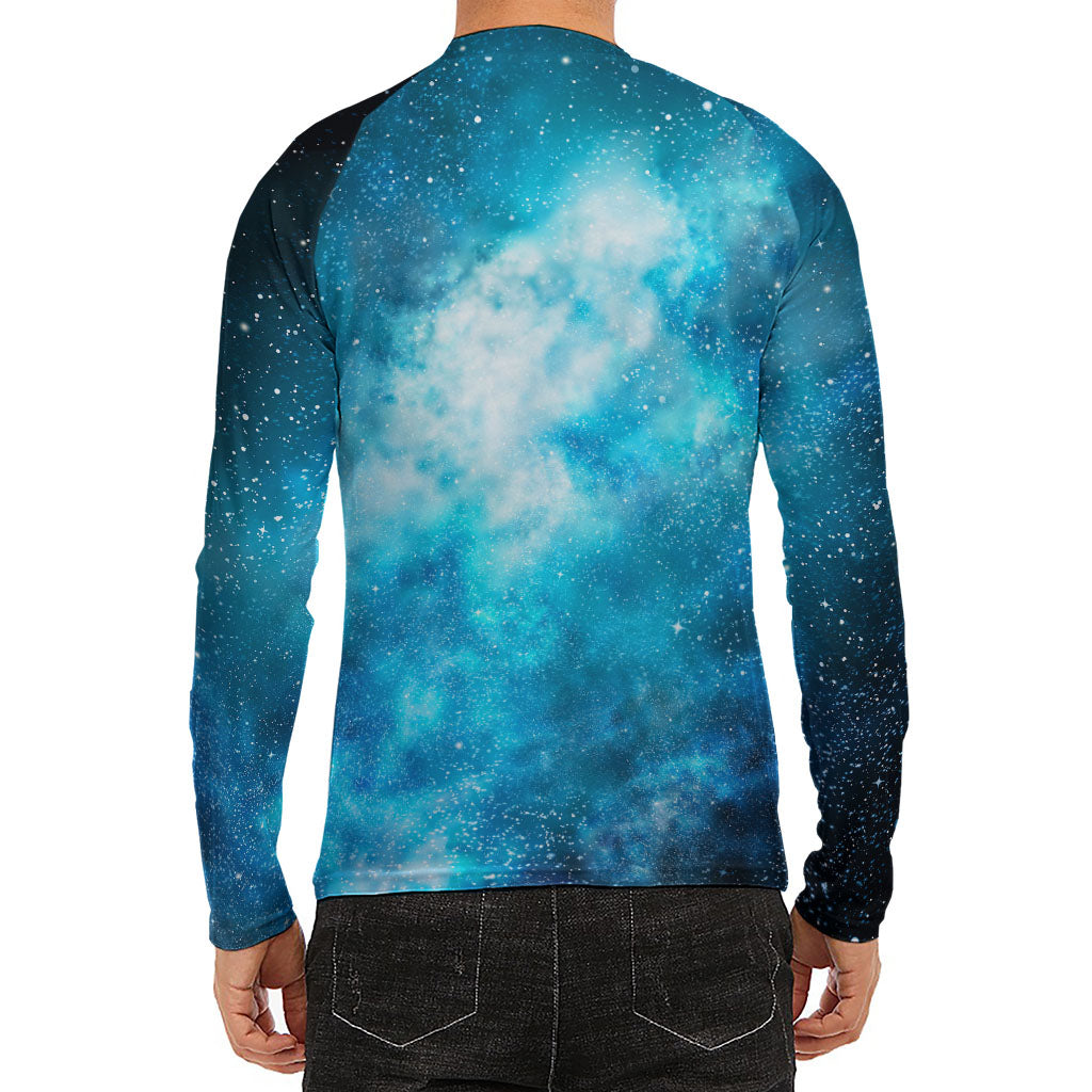 Blue Sky Universe Galaxy Space Print Men's Long Sleeve Rash Guard