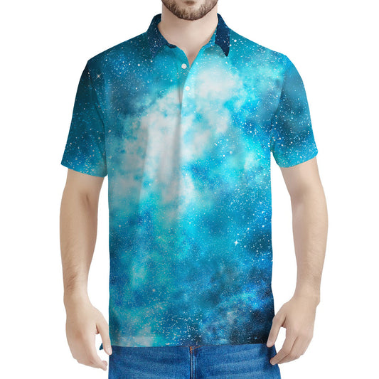 Blue Sky Universe Galaxy Space Print Men's Polo Shirt