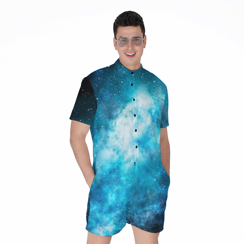 Blue Sky Universe Galaxy Space Print Men's Rompers