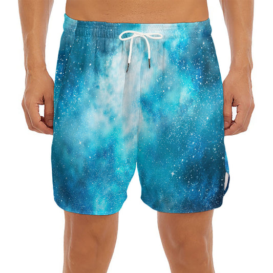 Blue Sky Universe Galaxy Space Print Men's Split Running Shorts