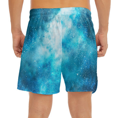 Blue Sky Universe Galaxy Space Print Men's Split Running Shorts