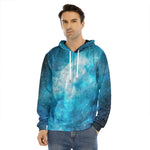 Blue Sky Universe Galaxy Space Print Men's Velvet Pullover Hoodie