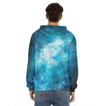 Blue Sky Universe Galaxy Space Print Men's Velvet Pullover Hoodie