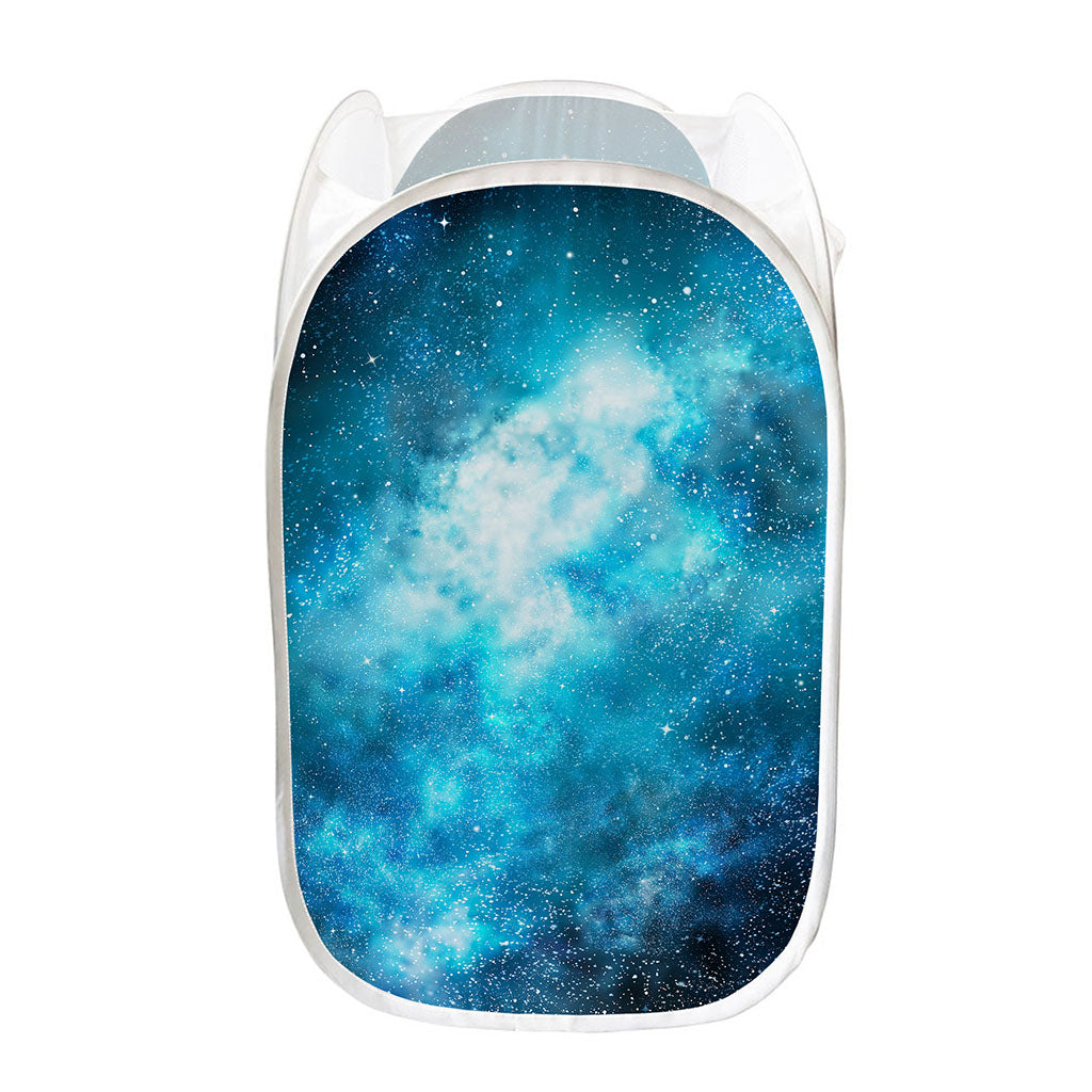 Blue Sky Universe Galaxy Space Print Mesh Laundry Hamper