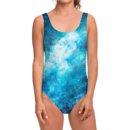Blue Sky Universe Galaxy Space Print One Piece Swimsuit