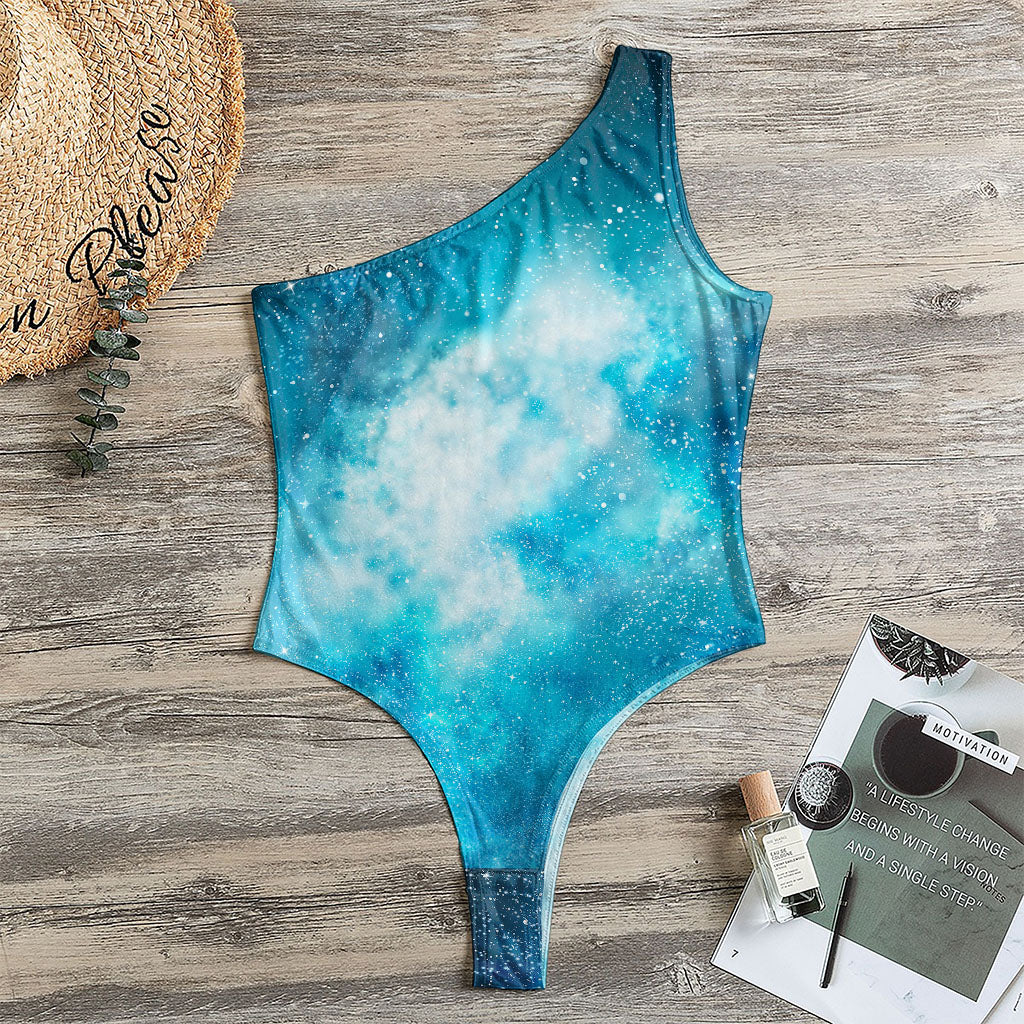 Blue Sky Universe Galaxy Space Print One Shoulder Bodysuit