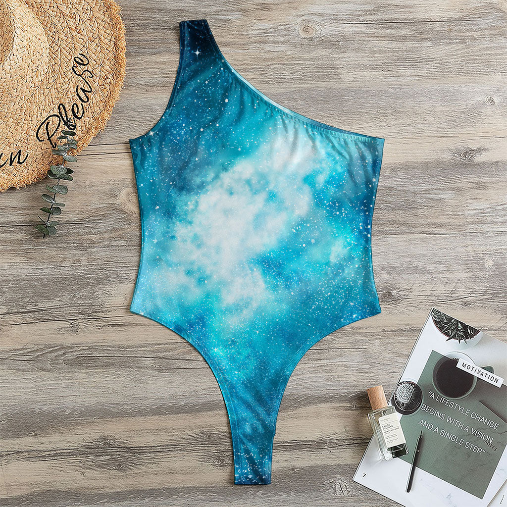 Blue Sky Universe Galaxy Space Print One Shoulder Bodysuit