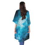 Blue Sky Universe Galaxy Space Print Open Front Beach Cover Up