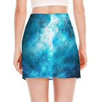 Blue Sky Universe Galaxy Space Print Side Slit Mini Skirt