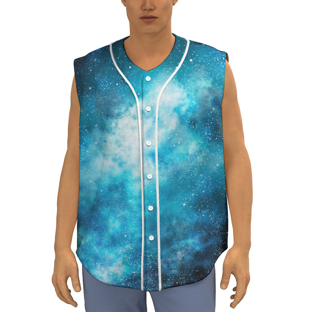 Blue Sky Universe Galaxy Space Print Sleeveless Baseball Jersey