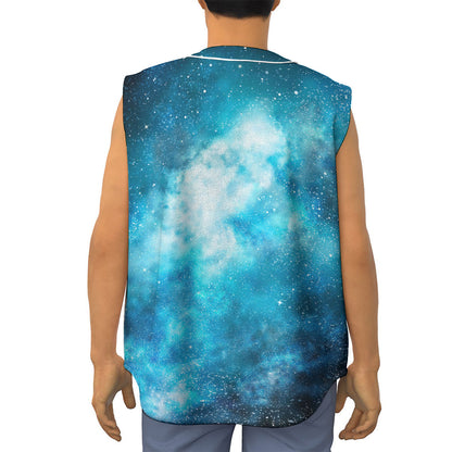 Blue Sky Universe Galaxy Space Print Sleeveless Baseball Jersey
