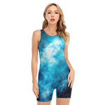 Blue Sky Universe Galaxy Space Print Sleeveless One Piece Swimsuit