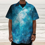 Blue Sky Universe Galaxy Space Print Textured Short Sleeve Shirt