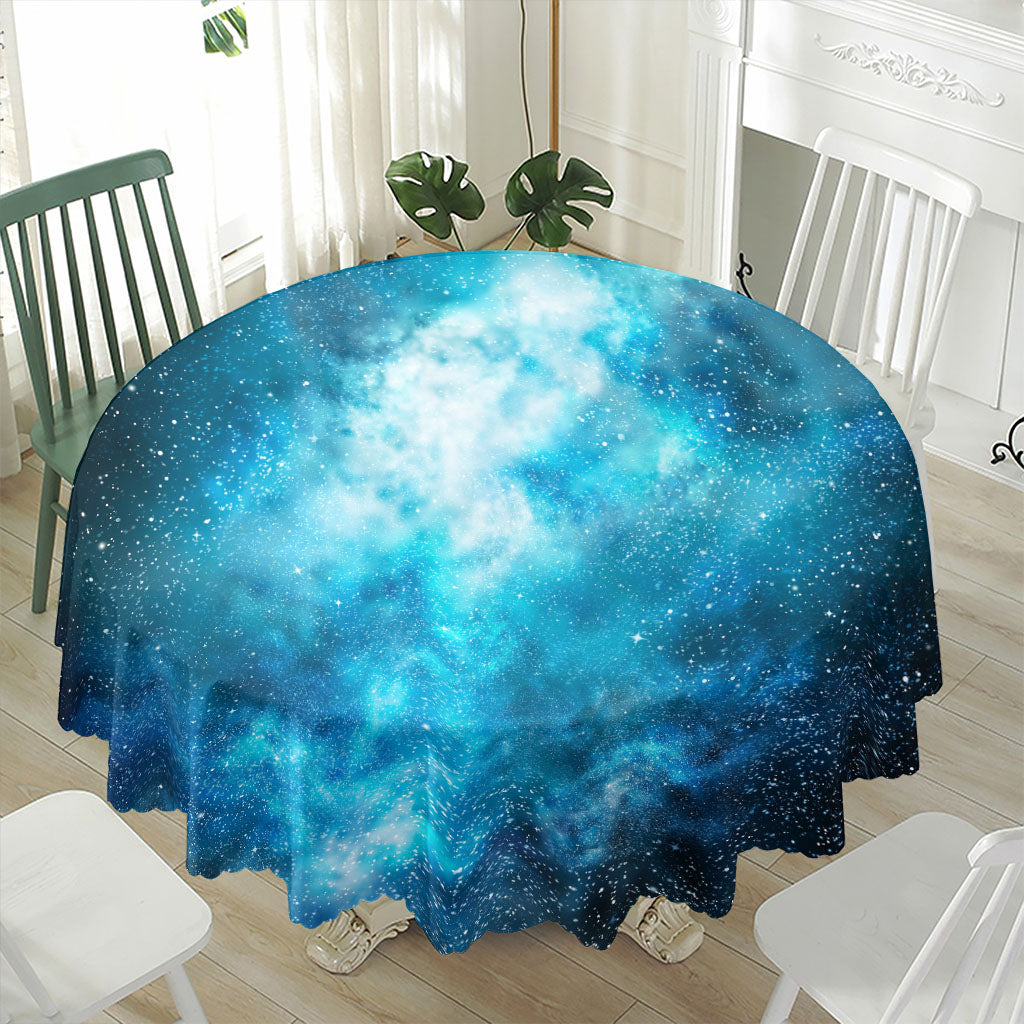 Blue Sky Universe Galaxy Space Print Waterproof Round Tablecloth