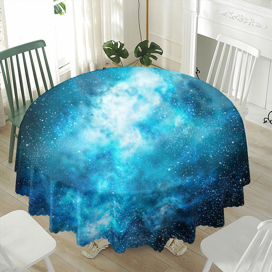 Blue Sky Universe Galaxy Space Print Waterproof Round Tablecloth
