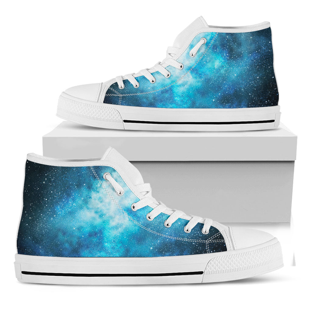 Blue Sky Universe Galaxy Space Print White High Top Sneakers