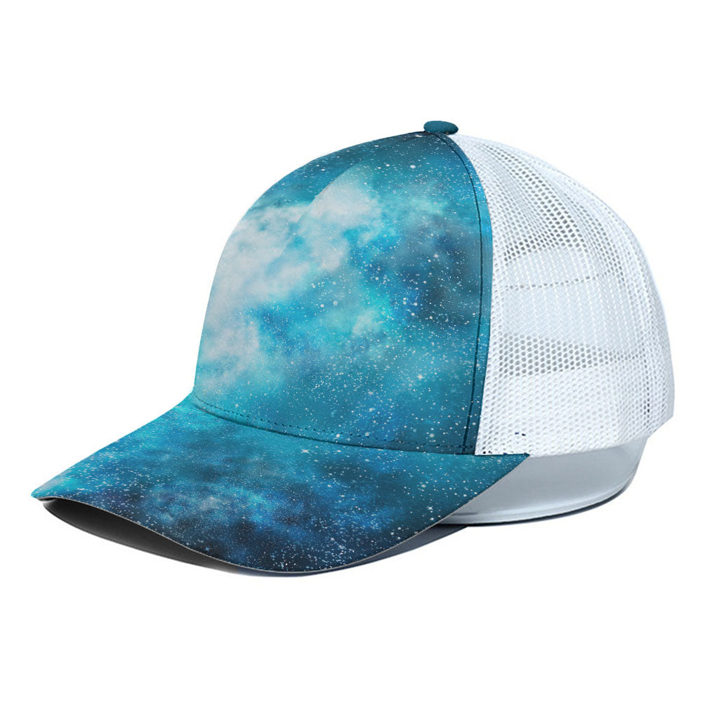 Blue Sky Universe Galaxy Space Print White Mesh Trucker Cap