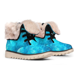 Blue Sky Universe Galaxy Space Print Winter Boots