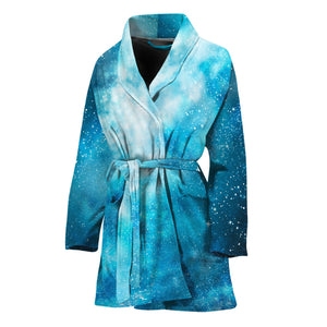 Blue Sky Universe Galaxy Space Print Women's Bathrobe