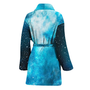 Blue Sky Universe Galaxy Space Print Women's Bathrobe