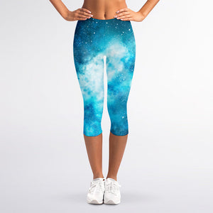 Blue Sky Universe Galaxy Space Print Women's Capri Leggings