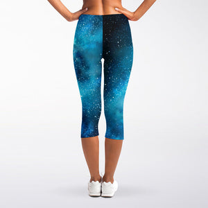 Blue Sky Universe Galaxy Space Print Women's Capri Leggings