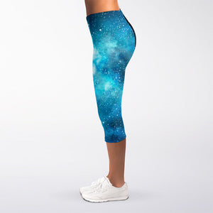 Blue Sky Universe Galaxy Space Print Women's Capri Leggings