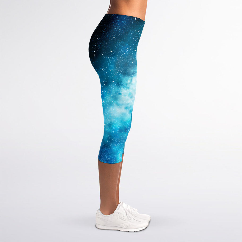 Blue Sky Universe Galaxy Space Print Women's Capri Leggings