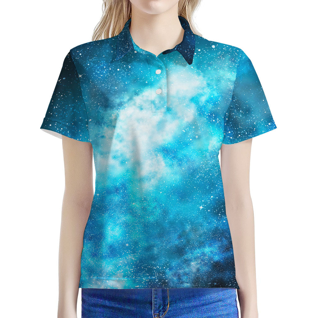 Blue Sky Universe Galaxy Space Print Women's Polo Shirt