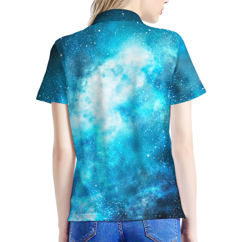 Blue Sky Universe Galaxy Space Print Women's Polo Shirt