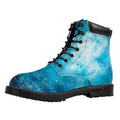 Blue Sky Universe Galaxy Space Print Padded Collar Lace Up Boots