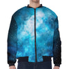 Blue Sky Universe Galaxy Space Print Zip Sleeve Bomber Jacket
