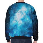 Blue Sky Universe Galaxy Space Print Zip Sleeve Bomber Jacket