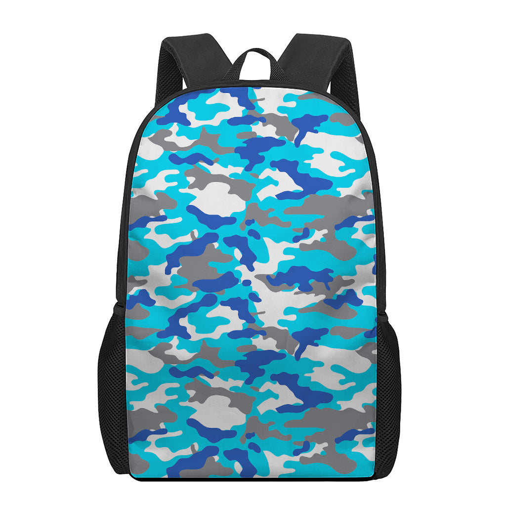 Blue Snow Camouflage Print 17 Inch Backpack