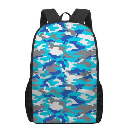 Blue Snow Camouflage Print 17 Inch Backpack
