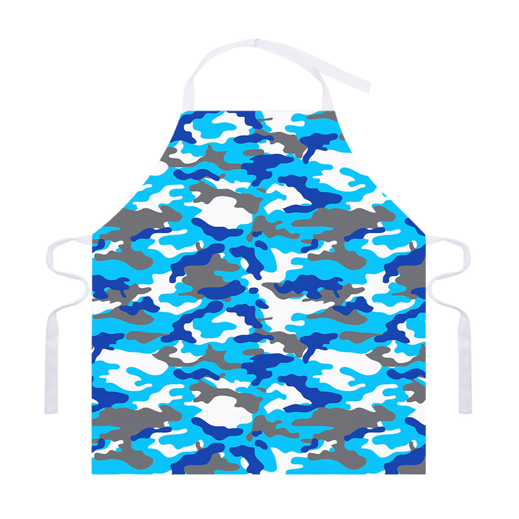 Blue Snow Camouflage Print Adjustable Apron