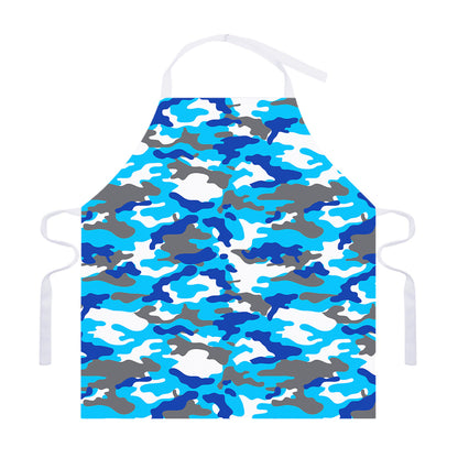 Blue Snow Camouflage Print Adjustable Apron