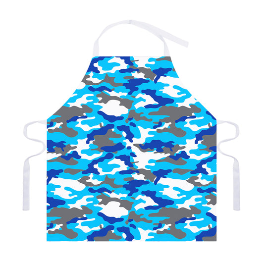 Blue Snow Camouflage Print Adjustable Apron