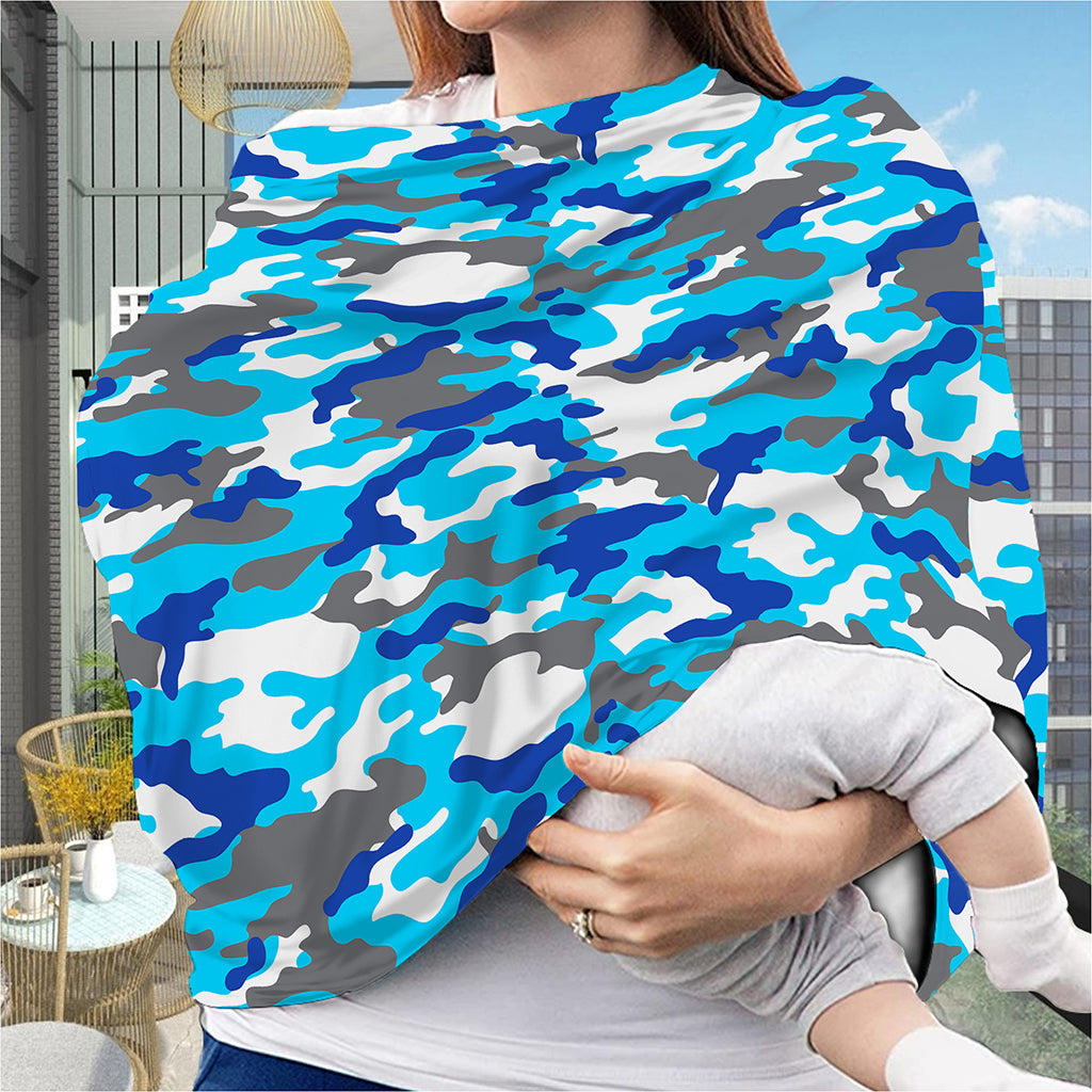 Blue Snow Camouflage Print Baby Seat Cover