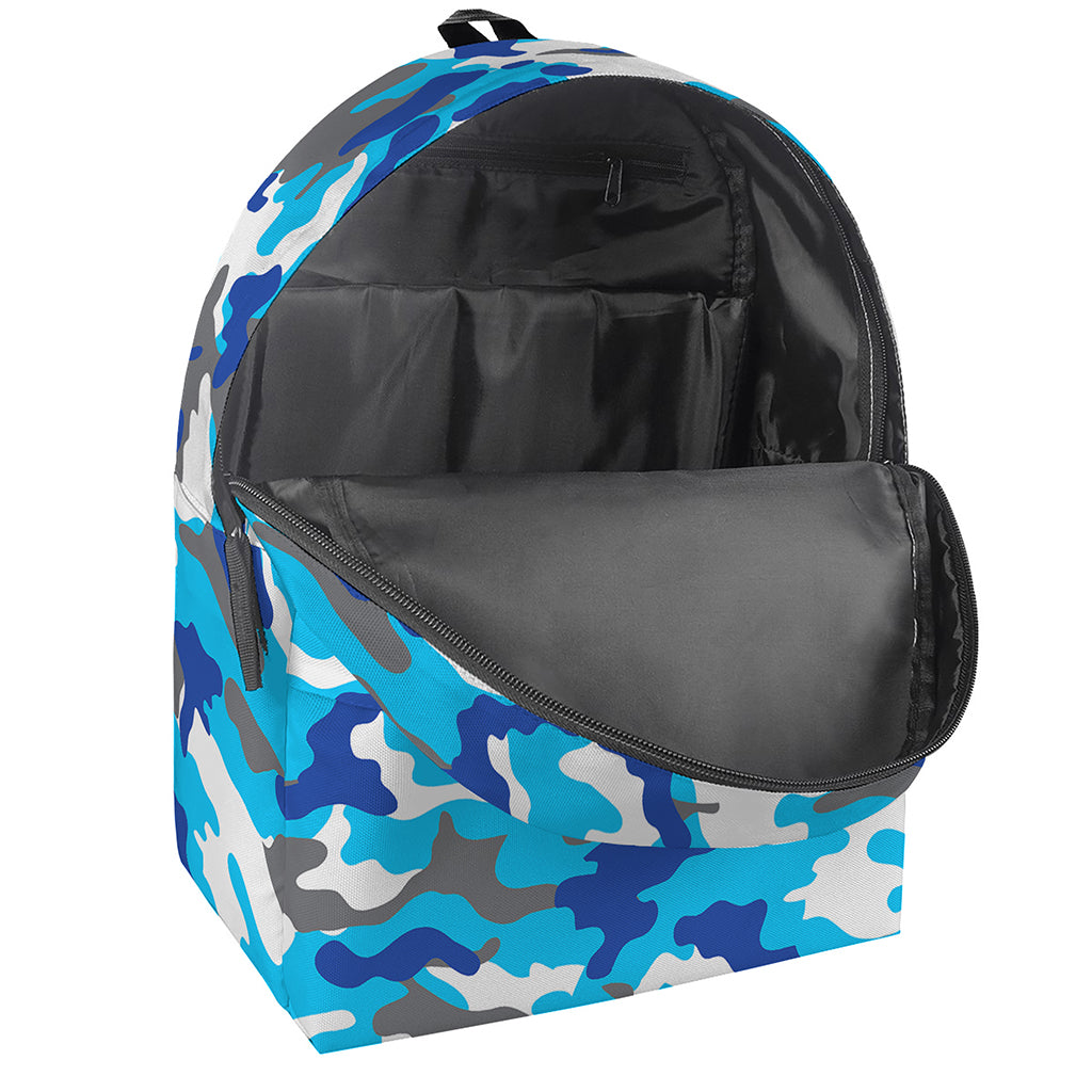Blue Snow Camouflage Print Backpack
