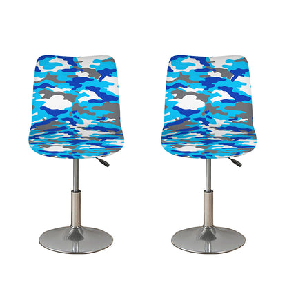Blue Snow Camouflage Print Bar Stool Covers