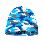 Blue Snow Camouflage Print Beanie