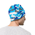 Blue Snow Camouflage Print Beanie