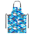 Blue Snow Camouflage Print Bib Apron With Pocket