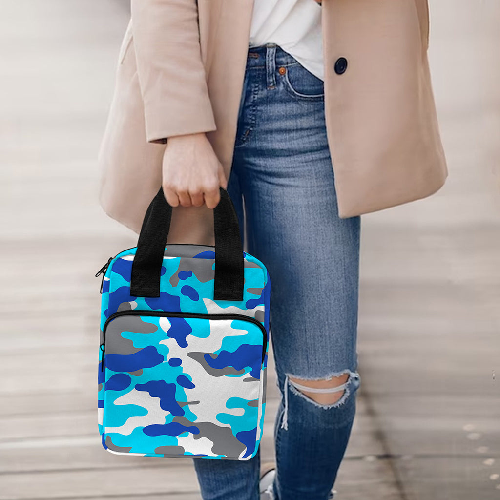 Blue Snow Camouflage Print Bible Tote Bag