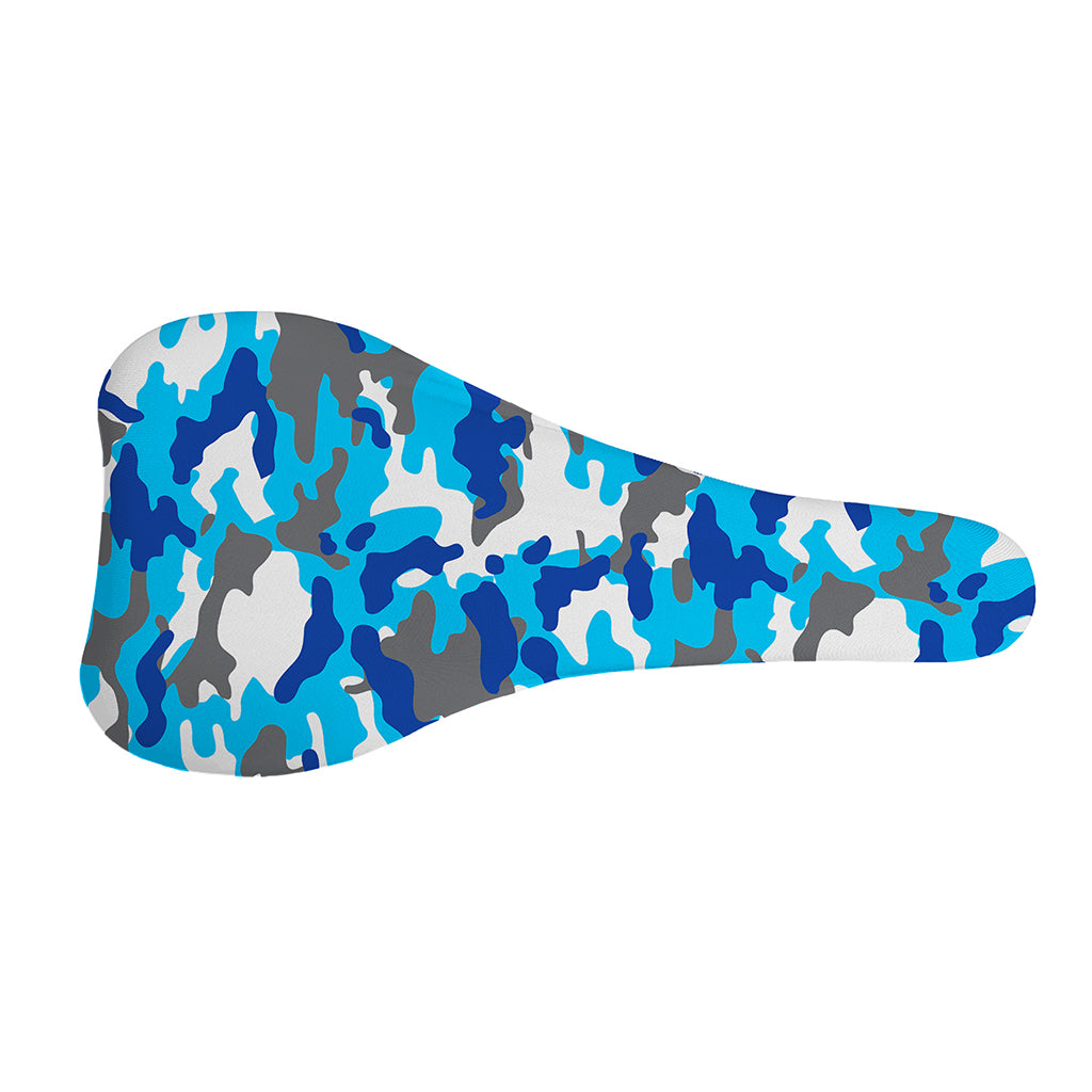 Blue Snow Camouflage Print Bicycle Seat Cover